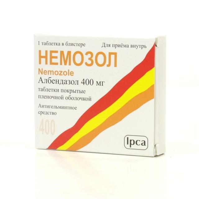 Немозол, табл.  п. п. о.  400 мг, №1, уп.  контурн.  яч. , 1, ПК