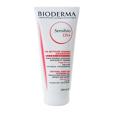 BIODERMA "Sensibio DS+".  Очищающий гель-уход з/чувств. кожей, при розацеа/себор.  дермат.  200мл